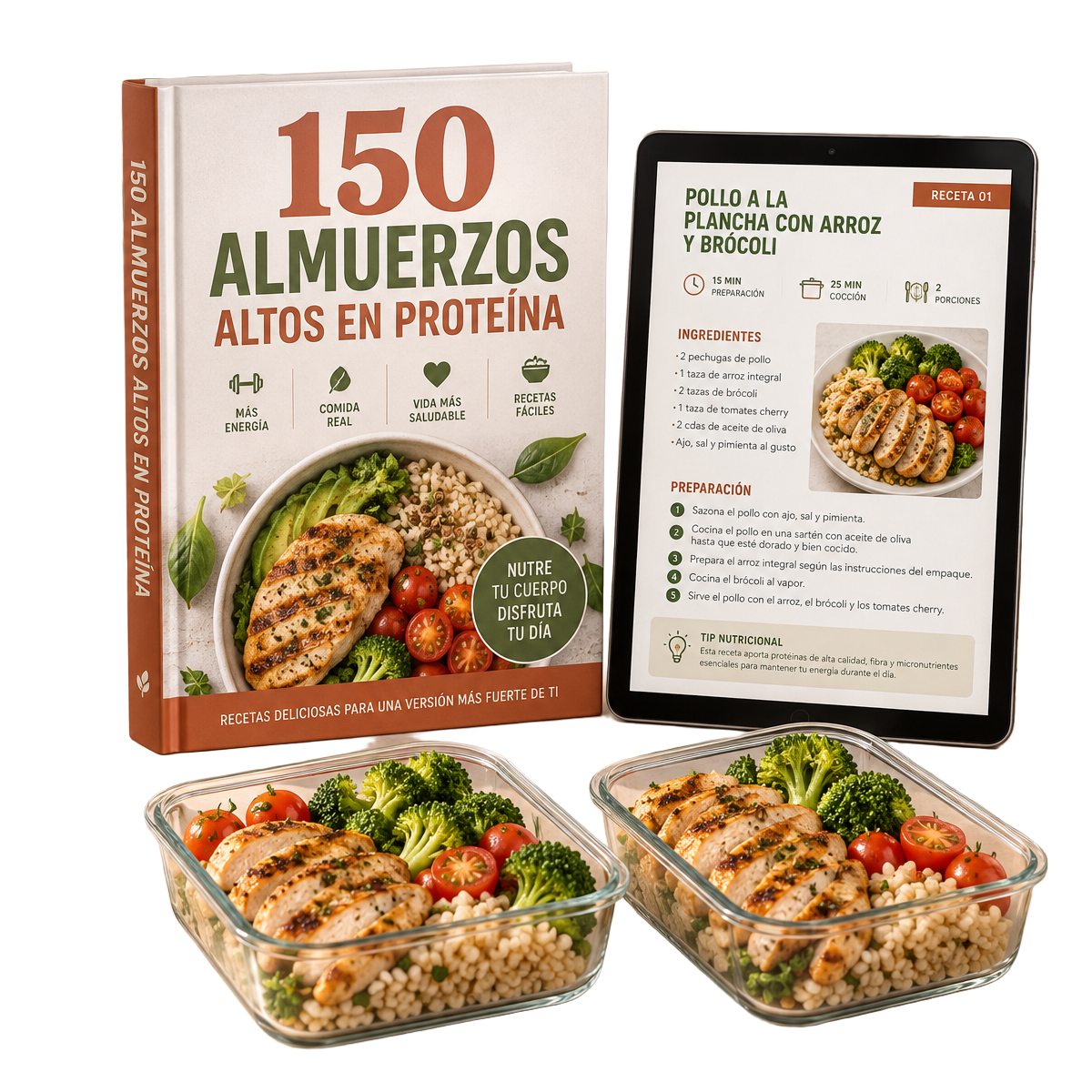 Recetario digital 150 Almuerzos Altos en Proteína